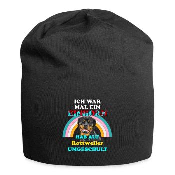 Rottweiler Hund war Einhorn Hundefreunde Hunde - Jersey-Beanie - Schwarz - Vorne