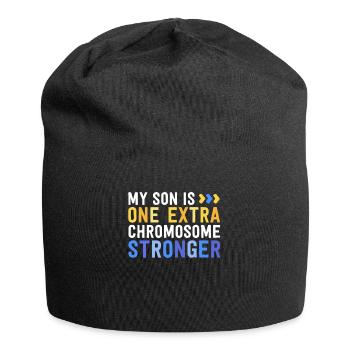Family Down Syndrome Awareness My Son One Extra - Jersey Beanie - black - Front