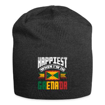 Grenada Grenadian Grenadian Flag Happiest When Im - Jersey Beanie - charcoal grey - Front