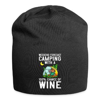 Camping Wine Drinker Beginner Camper Hiking - Jersey Beanie - black - Front
