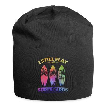 Watersurfer Surfboard Surfing Ich spiele immer - Jersey-Beanie - Schwarz - Vorne