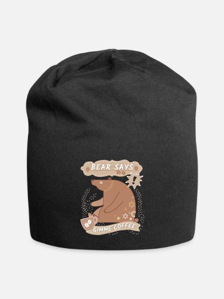 Lustiger Bär, Kaffee Bär, lustiger Kaffee-Spruch - Jersey-Beanie - Schwarz