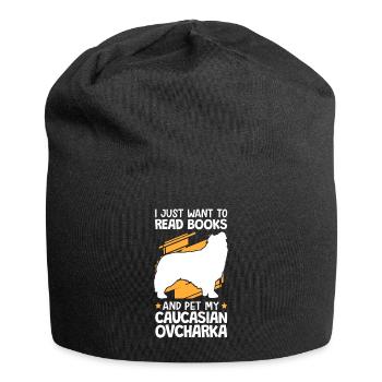 Caresser et lire Ovcharka chien caucasien - Bonnet en jersey - noir - Devant