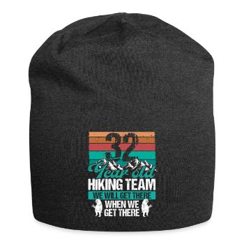 32 Birthday Sloth Hiking Mountains 32 Year Old - Jersey Beanie - charcoal grey - Front