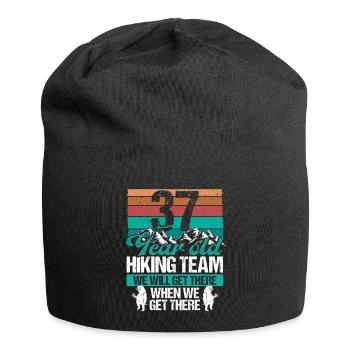 37 Birthday Sloth Hiking Mountains 37 Year Old - Jersey Beanie - black - Front