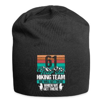 61 Birthday Sloth Hiking Mountains 61 Year Old - Jersey-Beanie - Schwarz - Vorne
