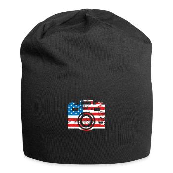 Kamera Usa-flagge - Jersey-Beanie - Schwarz - Vorne