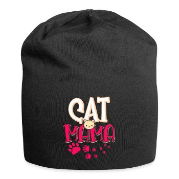 Katze Mama Kätzchen Tier Tierliebhaber Mutter - Jersey-Beanie - Schwarz - Vorne