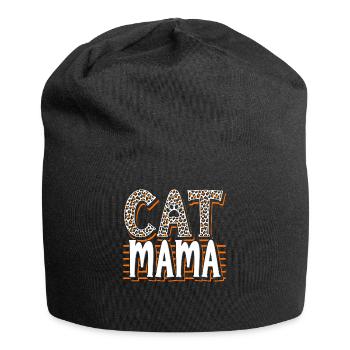 Katze Mama Leopard Kätzchen Tier Haustier - Jersey-Beanie - Schwarz - Vorne