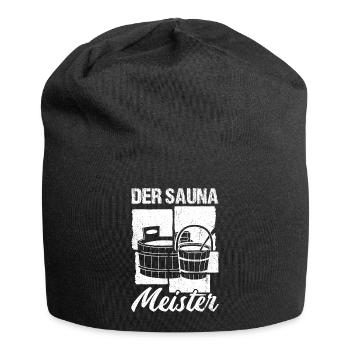 Saunameister - Geschenk Sauna Spruch Saunieren - Jersey-Beanie - Schwarz - Vorne