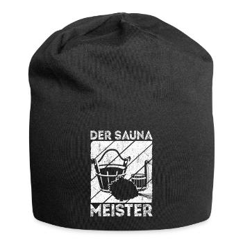 Saunameister - Geschenk Sauna Spruch Saunieren - Jersey-Beanie - Schwarz - Vorne