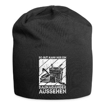 Saunameister - Geschenk Sauna Spruch Saunieren - Jersey-Beanie - Schwarz - Vorne