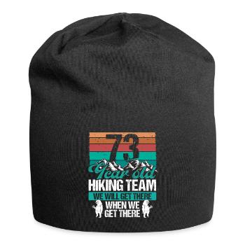 73 Birthday Sloth Hiking Mountains 73 Year Old - Jersey-Beanie - Schwarz - Vorne