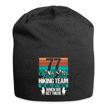 77 Birthday Sloth Hiking Mountains 77 Year Old - Jersey Beanie - black - Front