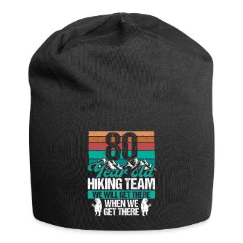 80 Birthday Sloth Hiking Mountains 80 Year Old - Jersey-Beanie - Schwarz - Vorne