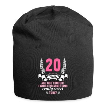 20 years ago God thought good 20 birthday - Jersey Beanie - black - Front