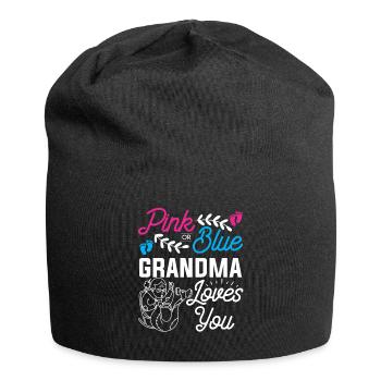 Pink Or Blue Grandma Loves You Pregnancy Gender Re - Jersey-Beanie - Schwarz - Vorne