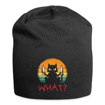 Serial Killer Halloween Cat - Jersey Beanie - black - Front