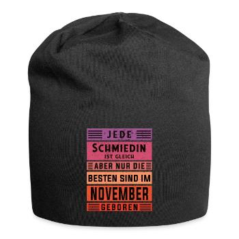 Schlosserin Geburtstag November geboren Schmiedin - Jersey-Beanie - Schwarz - Vorne