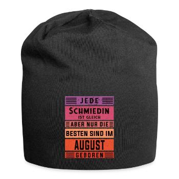 Schlosserin Geburtstag August geboren Schmiedin - Jersey-Beanie - Schwarz - Vorne
