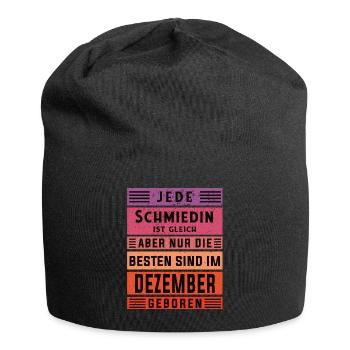 Schlosserin Geburtstag Dezember geboren Schmiedin - Jersey-Beanie - Schwarz - Vorne