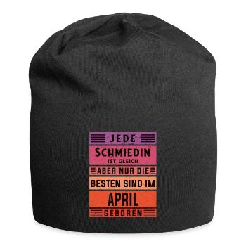 Schlosserin Geburtstag April geboren Schmiedin - Jersey-Beanie - Schwarz - Vorne