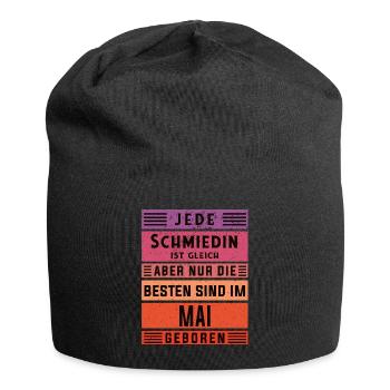 Schlosserin Geburtstag Mai geboren Schmiedin - Jersey-Beanie - Schwarz - Vorne