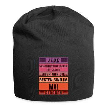 Kehrer Geburtstag Mai geboren Schornsteinfegerin - Jersey-Beanie - Schwarz - Vorne