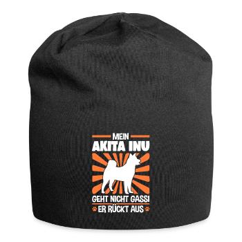 Akita Inu Gassi gehen japanischer Spitz - Jersey-Beanie - Schwarz - Vorne