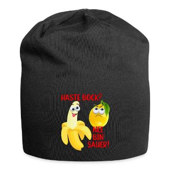 Vegane Banane und Zitrone Witzig Zitrone ist Sauer - Jersey-Beanie - Schwarz - Vorne