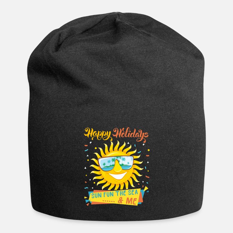 Vacances à la mer, vacances, soleil qui rit, dire - Bonnet en jersey - noir