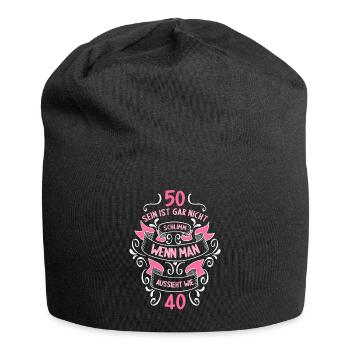 50 sein ist nicht schlimm wenn man 50 Geburtstag - Jersey-Beanie - Schwarz - Vorne