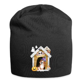 Halloween Basset Hound Dog Witch - Jersey Beanie - black - Front