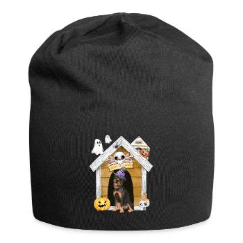 Halloween Rottweiler Hund Hexe - Jersey-Beanie - Schwarz - Vorne