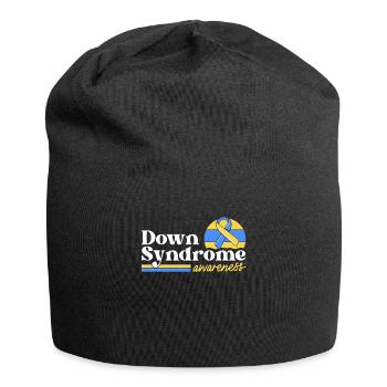 Down Syndrome Awareness Retro Sunset Yellow Blue - Jersey Beanie - black - Front
