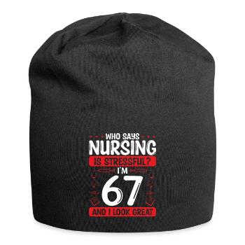 67 Birthday Nurses 67 Years Old Nurse for Work - Jersey-Beanie - Schwarz - Vorne