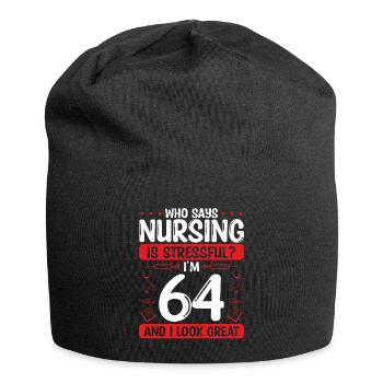 64 Birthday Nurses 64 Years Old Nurse for Work - Jersey-Beanie - Schwarz - Vorne