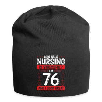 76 Birthday Nurses 76 Years Old Nurse for Work - Jersey-Beanie - Schwarz - Vorne