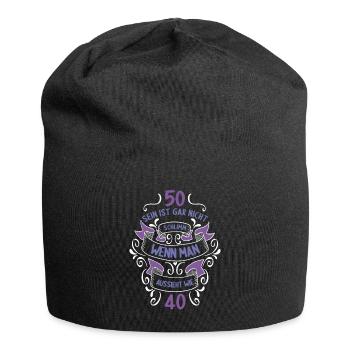 50 sein ist nicht schlimm wenn man 50 Geburtstag - Jersey-Beanie - Schwarz - Vorne