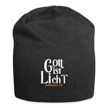 Bibel Zitat Vers Christ Christlich Bibelvers - Jersey-Beanie - Anthrazit - Vorne