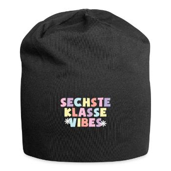 6. Klasse Vibes Schulkind 6. Klasse - Jersey-Beanie - Schwarz - Vorne