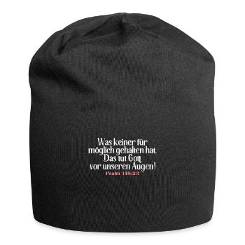 Bibel Zitat Vers Christ Christlich Bibelvers - Jersey-Beanie - Schwarz - Vorne