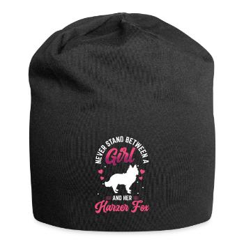 Mädchen und ihr Harzer Fuchs Hütefuchs - Jersey-Beanie - Schwarz - Vorne
