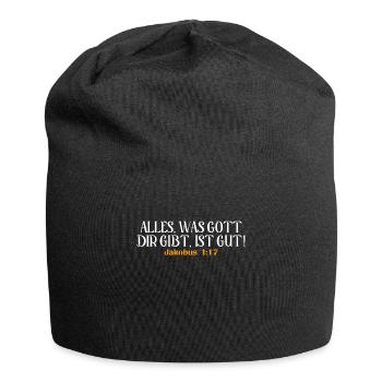Bibel Zitat Vers Christ Christlich Bibelvers - Jersey-Beanie - Schwarz - Vorne