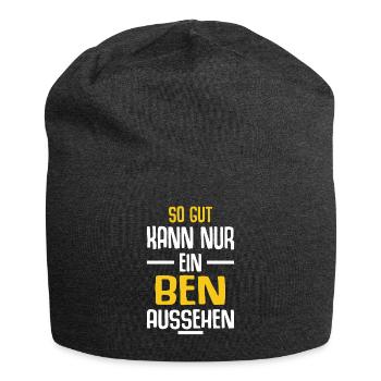 Ben Vorname Name Geburtstag - Jersey-Beanie - Anthrazit - Vorne