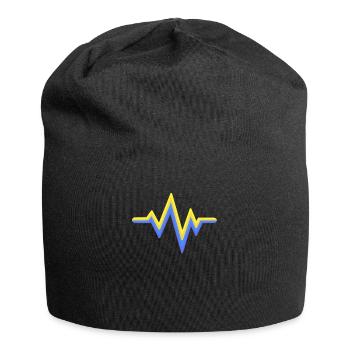 Yellow Blue Heartbeat World Down Syndrome - Jersey Beanie - black - Front