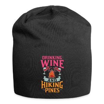 Camping Wine Drinker Beginner Camper Hiking - Jersey Beanie - black - Front
