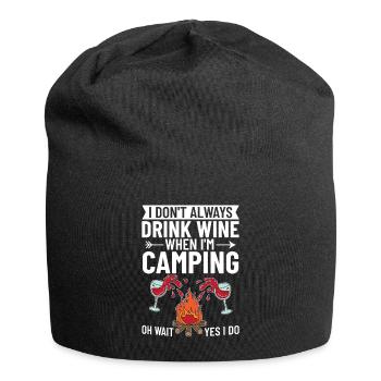 Camping Wine Drinker Beginner Camper Hiking - Jersey Beanie - black - Front