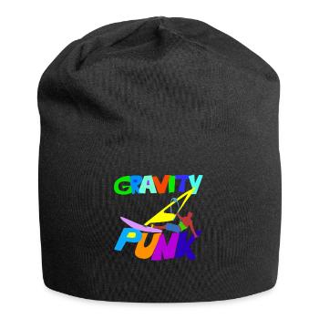 Bunter GRAVITY Windsurfer über PUNK Schriftzug - Jersey-Beanie - Schwarz - Vorne