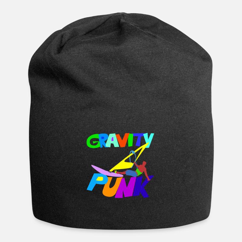 Bunter GRAVITY Windsurfer über PUNK Schriftzug - Jersey-Beanie - Schwarz